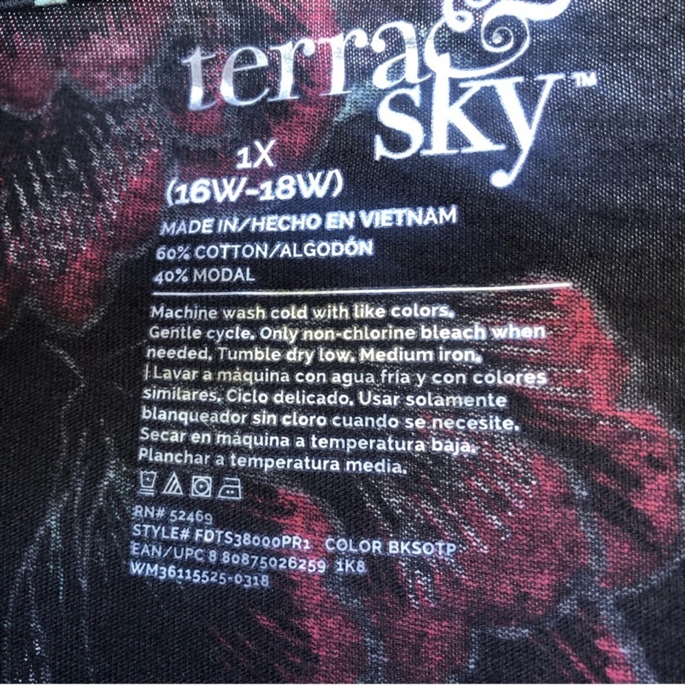 Terra & Sky floral long sleeve top 2X - Picture 3 of 6
